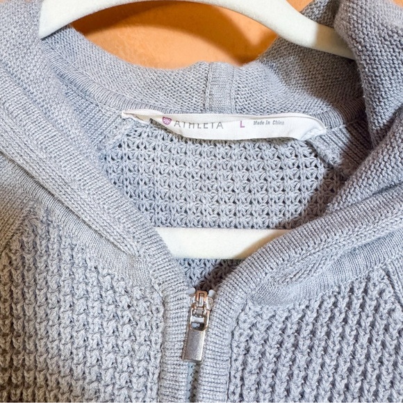 Athleta Gray Zip Front Knit Hoodie Sweater Women’s L - Picture 4 of 11
